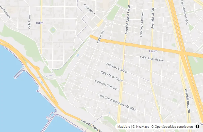 Mapa base de InkaMaps en Miraflores, Lima, estilo Estándar